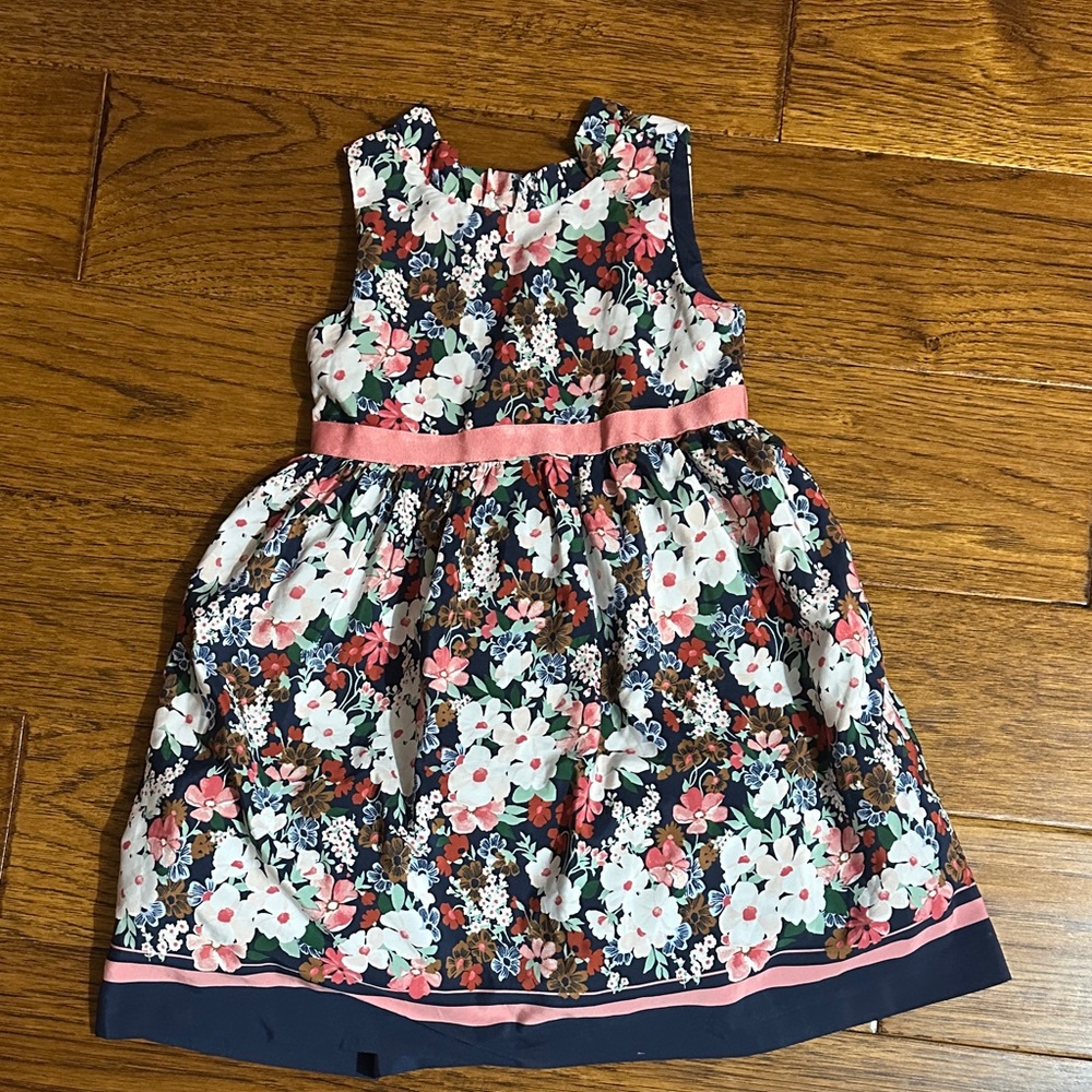 Floral Sleeveless Girls  Dress - Pink and Blue